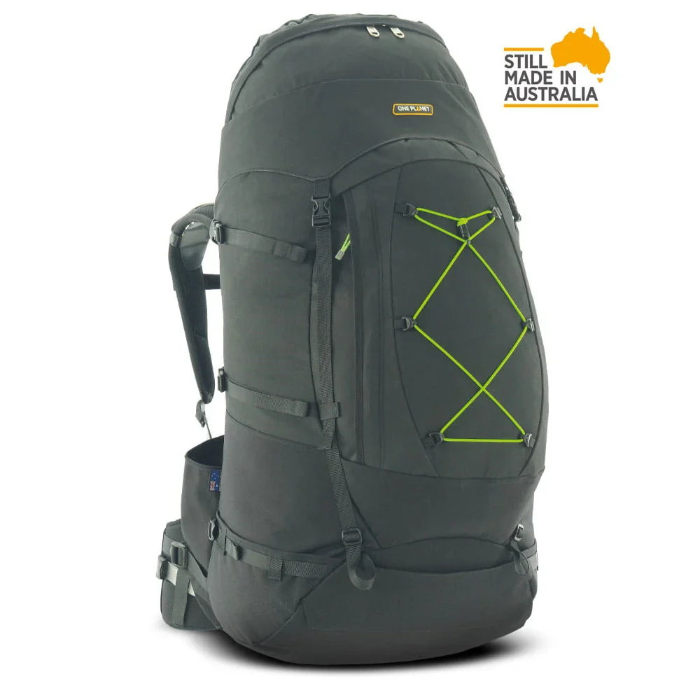 One Planet Tarkine 80-90 Litre Hiking Backpack - Black/Black